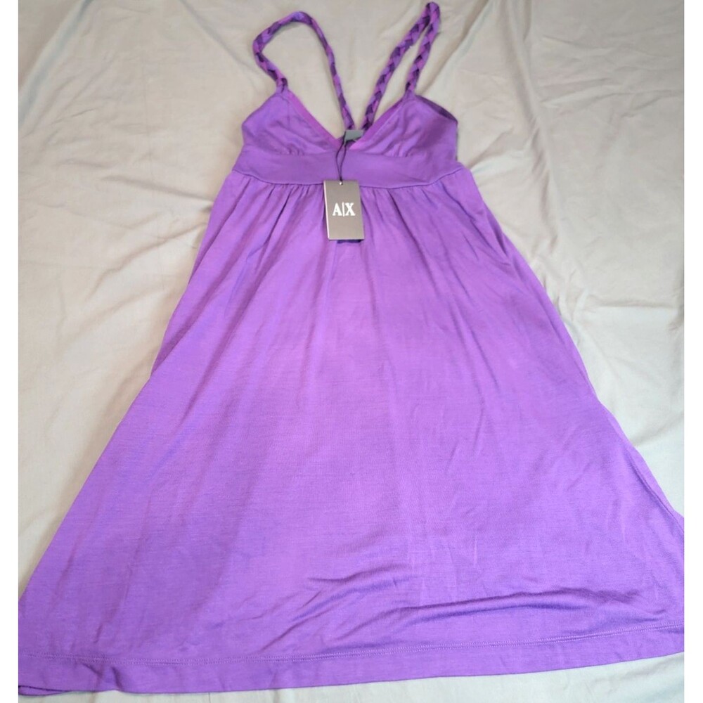 Armani Exchange A|X Purple Lyocell Braided Strap Empire Waist Dress XS NWT